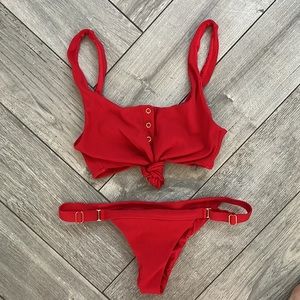 Beach Bunny Red Ribtide Knot top and bottom
